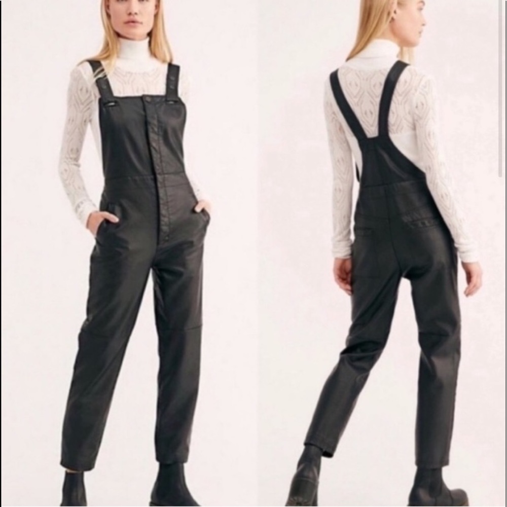 Free People Mod Moto Overalls - Vegan Leather